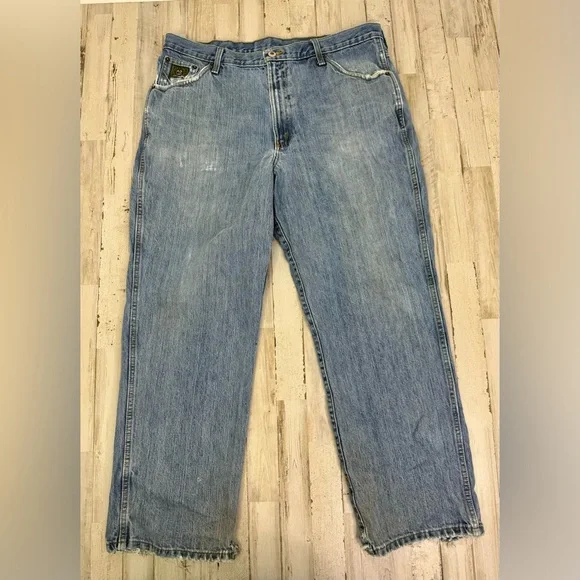 Cinch Up Workwear Straight Light Washed Jeans Men’s 38x30 Denim Thrashed - Picture 2 of 11